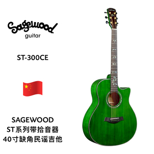 SAGEWOOD（赛格伍德）40寸带拾音器B2G缺角民谣吉他 ST-300CE