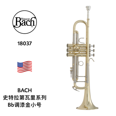 BACH（巴哈）史特拉第瓦里180系列专业型Bb调漆金小号 18037